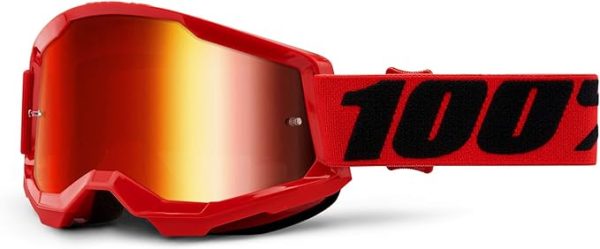100% Strata 2 MX Goggle – Red / Red Mirror Lens