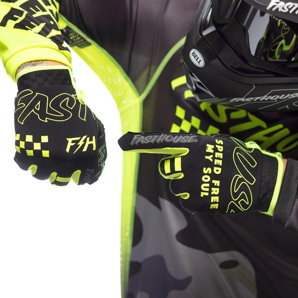 Fasthouse gloves motocross black and hi-viz Fasthouse Speed Style Riot Gloves Black Hi-Viz