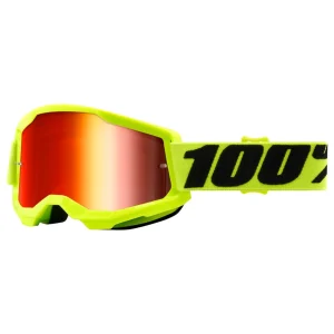 100% Strata 2 MX Goggle – Yellow / Red Mirror Lens