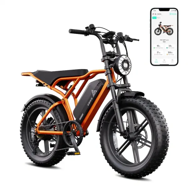 TST R002 20'' Moped-Style Electric Bike – 1500W Full Suspension orange TST R002 1500W electric bike with 20-inch fat tires 2