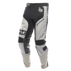Side view of Fasthouse Gray/Black Grindhouse Dirt Bike Riding MX Pants